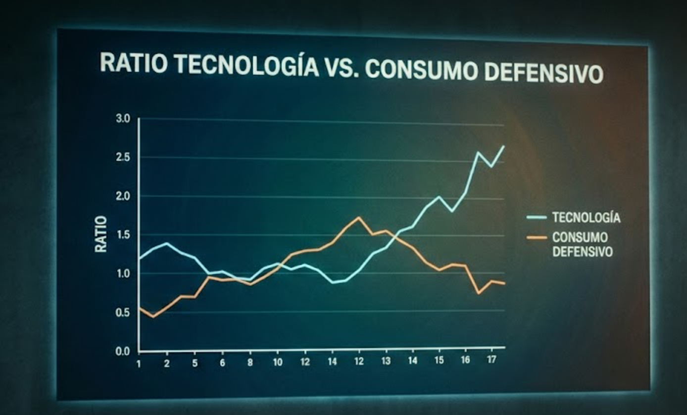 Comparación del sector tecnológico XLK frente al sector defensivo XLP